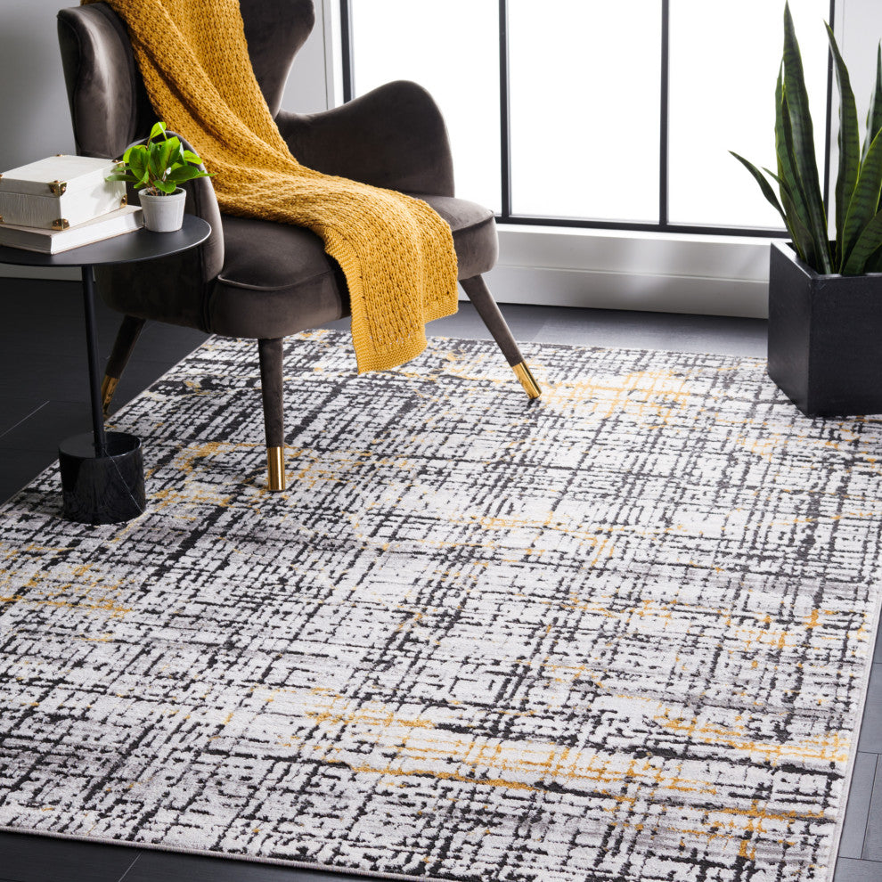 Safavieh Amelia Collection, ALA248 Rug, Charcoal/Gold, 9'x12'