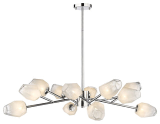 12-Light Chrome Iron Chandelier With Glass Shades
