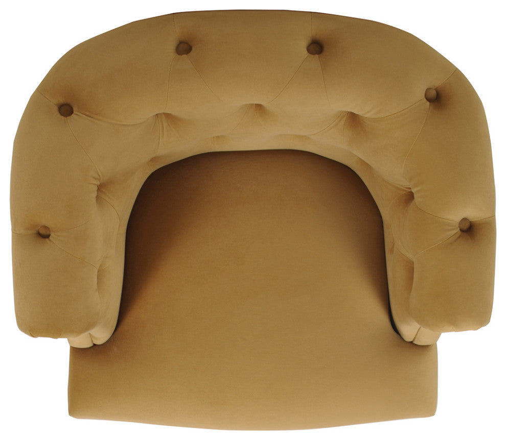 Katherine Tufted Accent Chair, Gold Velvet