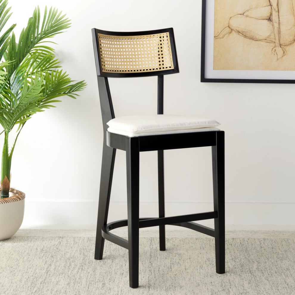 Safavieh Galway Cane Counter Stool, Black/Natural