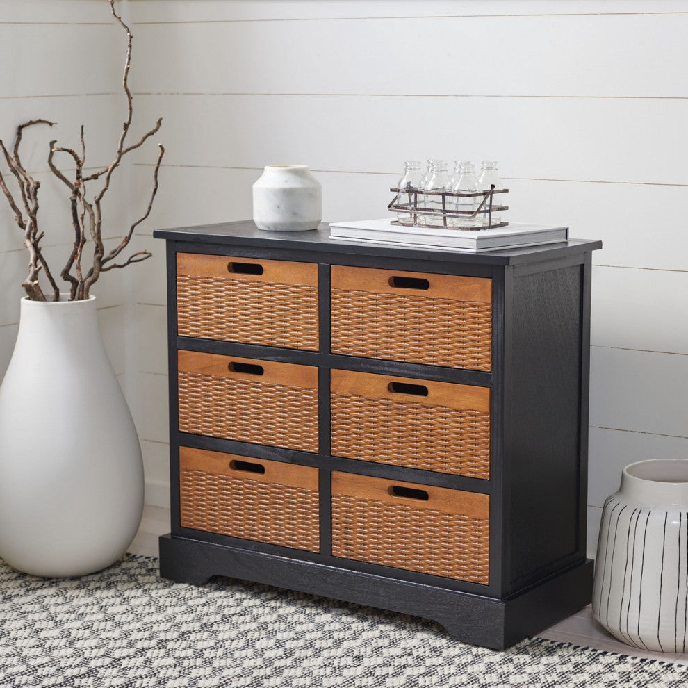 Safavieh Landers 6 Drawer Storage Unit, Black