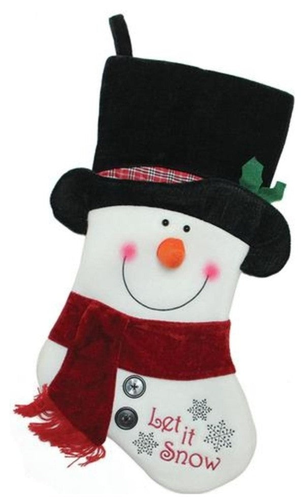 18.5" Embroidered "Let It Snow!" Snowman Christmas Stocking