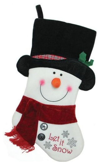 18.5" Embroidered "Let It Snow!" Snowman Christmas Stocking