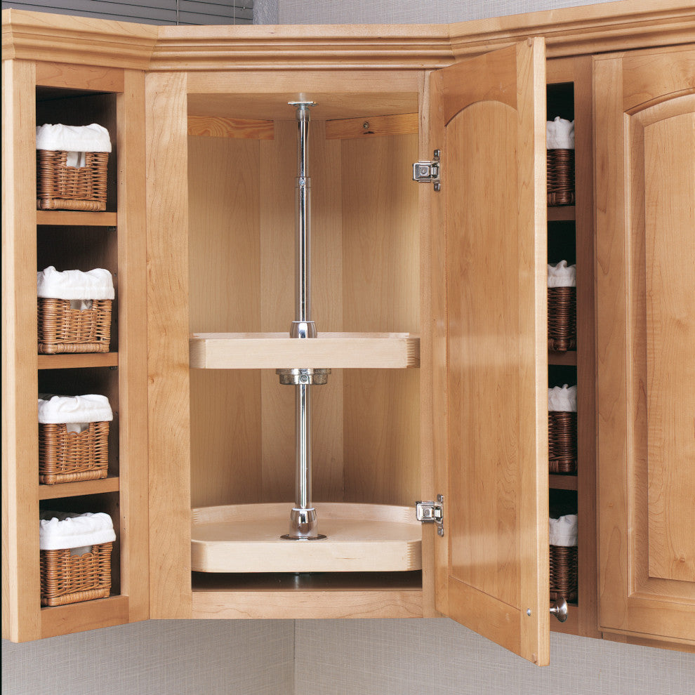 Wood D-Shape 2-Shelf Lazy Susans for Corner Wall Cabinets, 20"