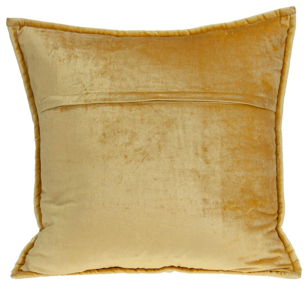20" X 7" X 20" Transitional Yellow Solid Quilted Pillow Cover With Poly Insert