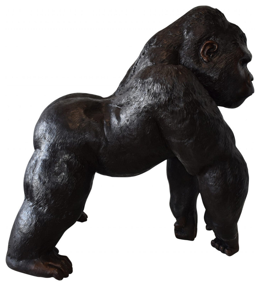 Giant King Kong Gorilla Looking Around Bronze Statue Size: 58" x 38" x 60"H