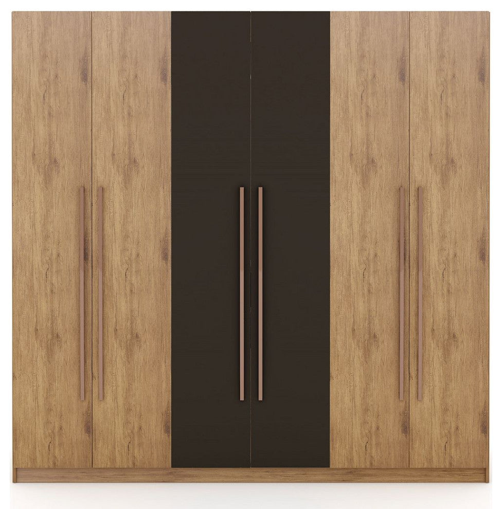 Gramercy Wardrobe Armoire Closet, Nature and Textured Gray