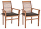 Vidaxl Dining Chairs, Set of 2, With Taupe Cushions Solid Teak Wood
