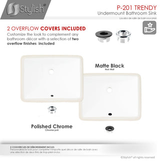 STYLISH 18" Rectangular Undermount Ceramic Ceramic Bathroom Sink With 2 Finishes