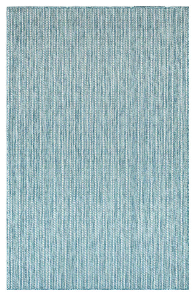 Carmel Texture Stripe Indoor/Outdoor Rug, Aqua, 6'6"x9'3"