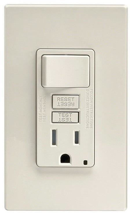 Leviton GFCI Receptacle With Switch, 15 Amp, 125 Volt