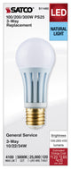 10/22/34W PS25 LED Three-Way Lamp, E39d Mogul Base, 5000K, White Finish, 120
