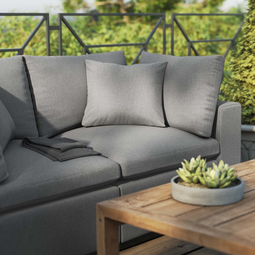 Modular Lounge Loveseat Deep Sofa, Charcoal Gray, Modern, Outdoor Patio