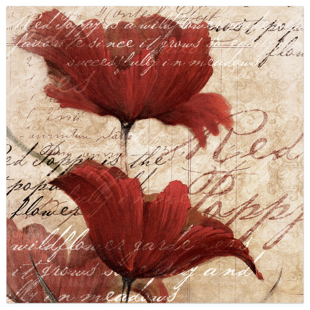 Romantic Red Flowers 16x16 Canvas Wall Art