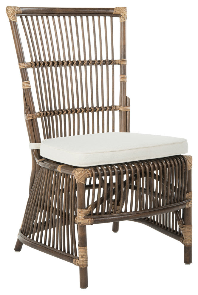 Rattan Loop Edge Dining Chair, Antique Brown, Set of 2, Side Chair
