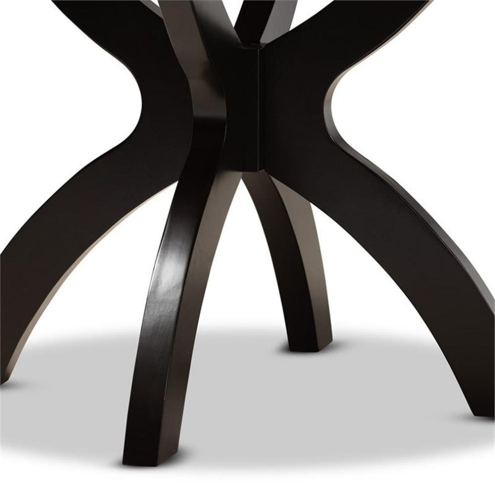 Modern and Contemporary Dark Brown Finished 35-Inch-Wide Round Wood Dining Table