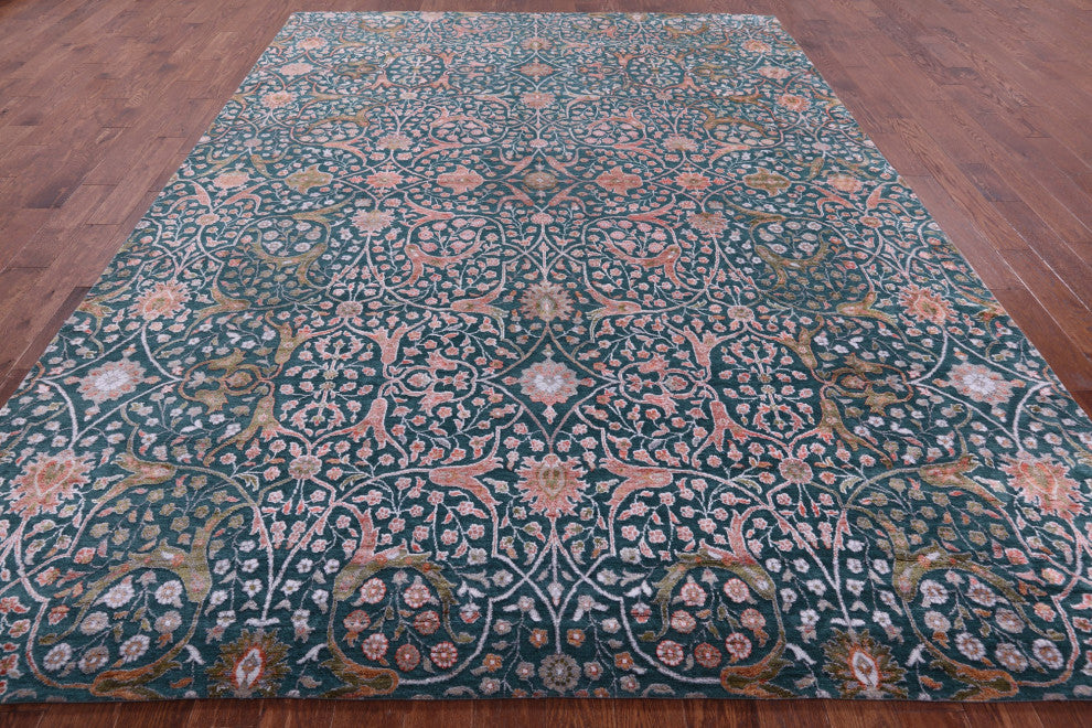 9' 0" X 12' 2" Modern Hand Knotted Wool & Silk Rug - Q15531