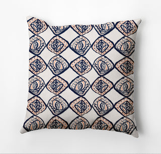 Cowry Check Pillow, Orange/Navy, 20"x20"