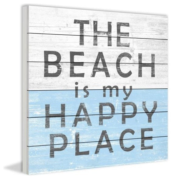 "Beach Is My Place" Painting Print on White Wood, 24"x24"