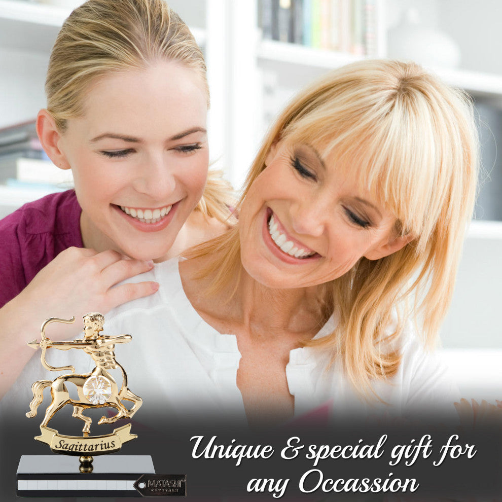 Matashi 24K Gold Plated Zodiac Astrological Figurine With Crystals, Sagittarius