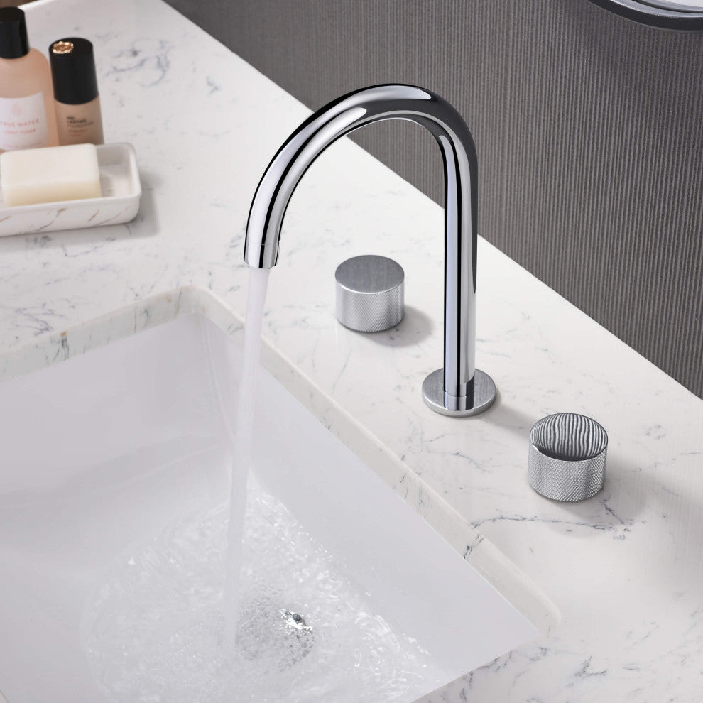 Circular X 8" Bathroom Sink Widespread Faucet with Drain Assembly, Chrome