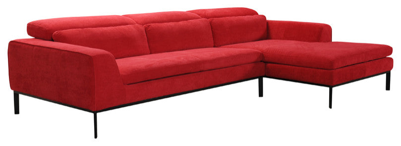 HomeRoots 28" Red Fabric and Wood Sectional Sofa