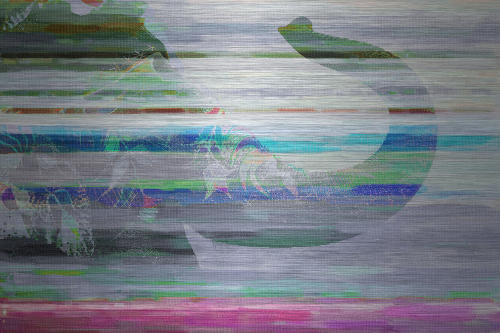 "Happy Pachyderm" UV Ink Print on Brushed  Aluminum, 45"x30"