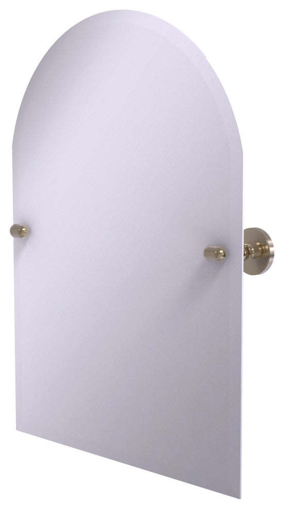 Frameless Arched Top Beveled Edge Tilt Mirror, Antique Pewter