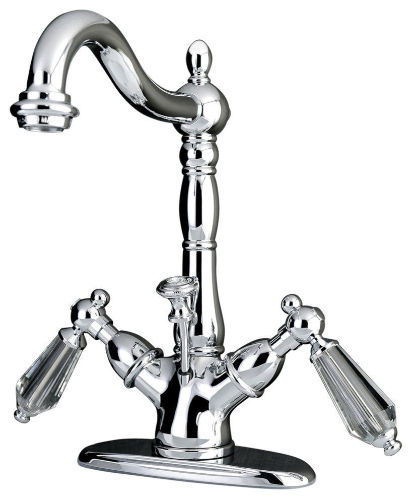 Kingston Brass Two-Handle Bathroom Faucet With Brass Pop-Up, Polished Chrome