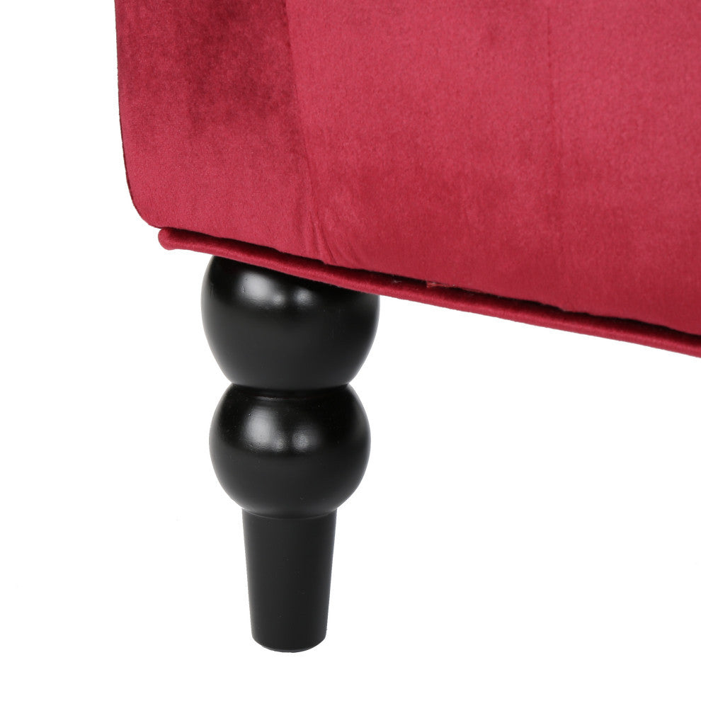 GDF Studio Leona Traditional High Back Tufted Winged Fabric Loveseat, Wine