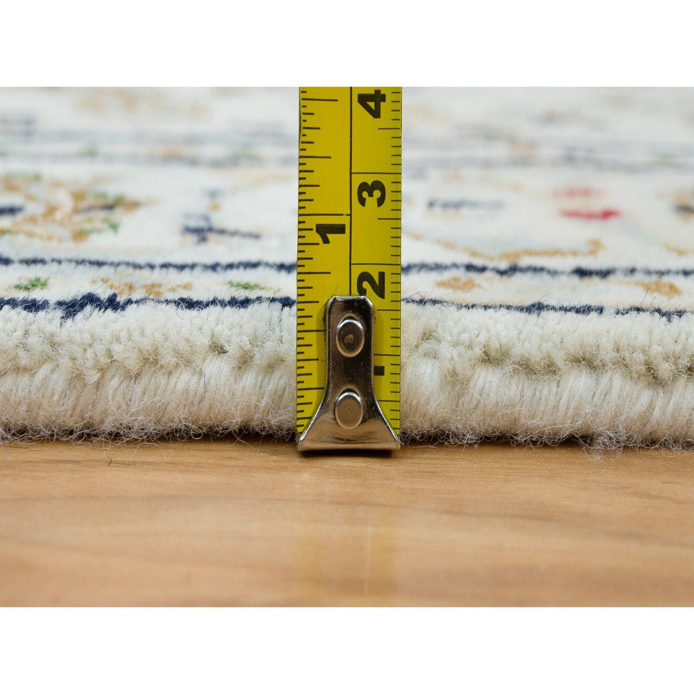 White 250 KPSI Soft Wool Hand Knotted Nain Design XL Runner Rug 2'6"x20'6"