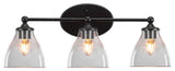 Capri 3-Light Bath Bar, Matte Black/Clear Bubble
