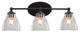 Capri 3-Light Bath Bar, Matte Black/Clear Bubble