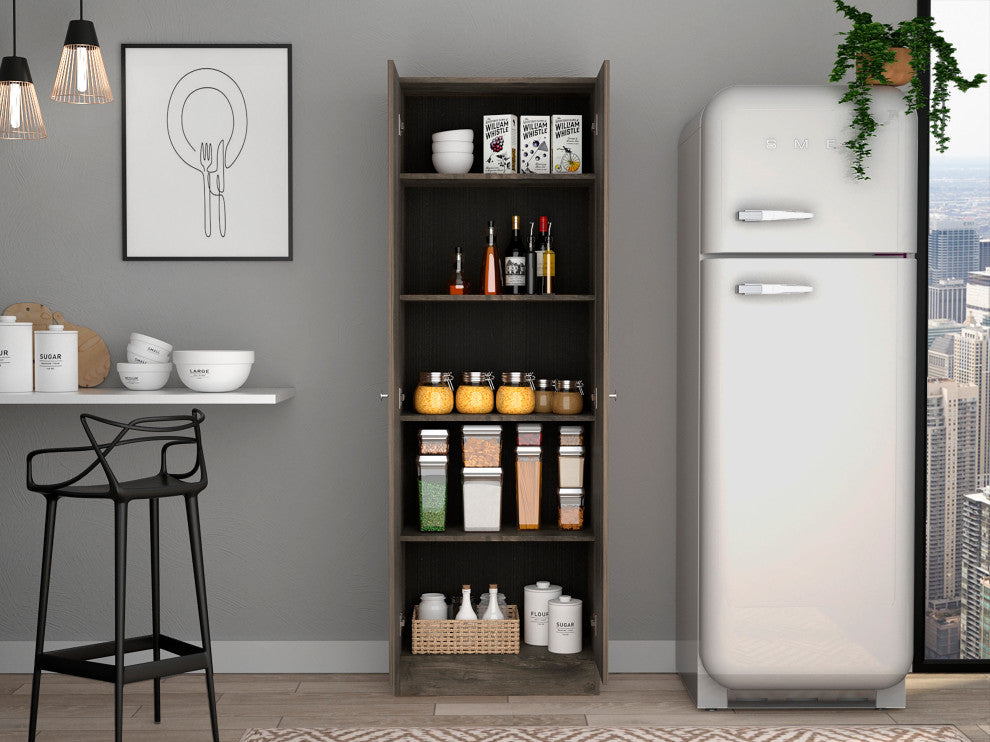 DEPOT E-SHOP Dakari-Storage Single-Door Pantry Cabinet, Dark Brown