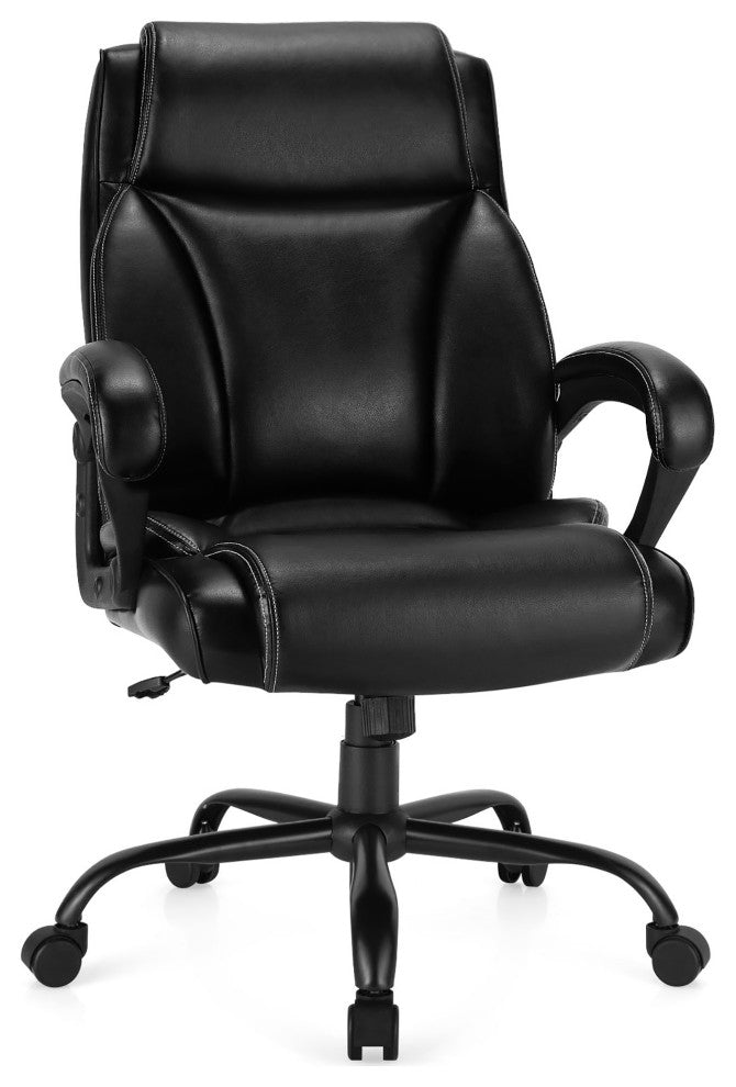 Costway 400 LBS Big & Tall Leather Office Chair Adjustable High Back Task Chair