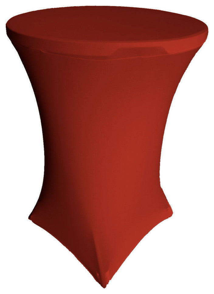 LA Linen Round Spandex Table Cover for Cocktail Tables, Red, 32"x32"