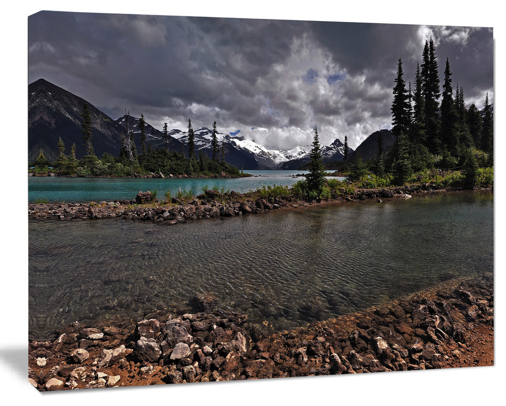 Dark Sky over Crystal Clear Lake, Landscape Canvas Art Print, 20"x12"