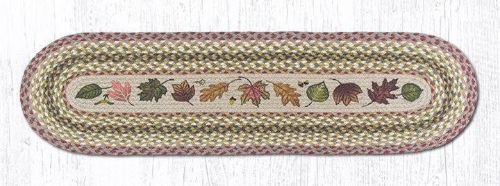 Earth Rugs OP-24 Autumn Leaves Oval Patch Runner 13" x 48"