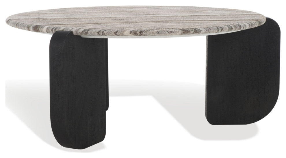 Safavieh Couture Graelyn Marble Top Coffee Table, Black/Grey