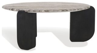 Safavieh Couture Graelyn Marble Top Coffee Table, Black/Grey