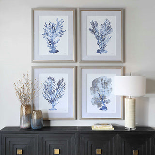 Uttermost Shibori Coral Framed Prints Set of 4