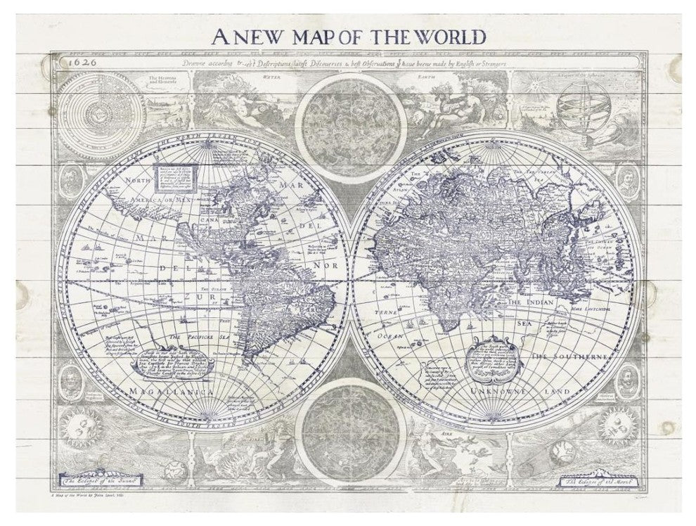 "A New Map of the World" Digital Paper Print by Sue Schlabach, 26"x20"