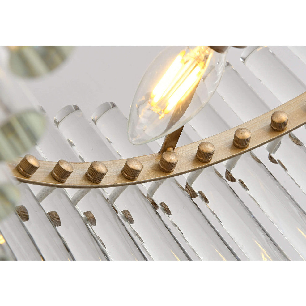 Eva Brushed Champagne Silver 5-light Chandelier