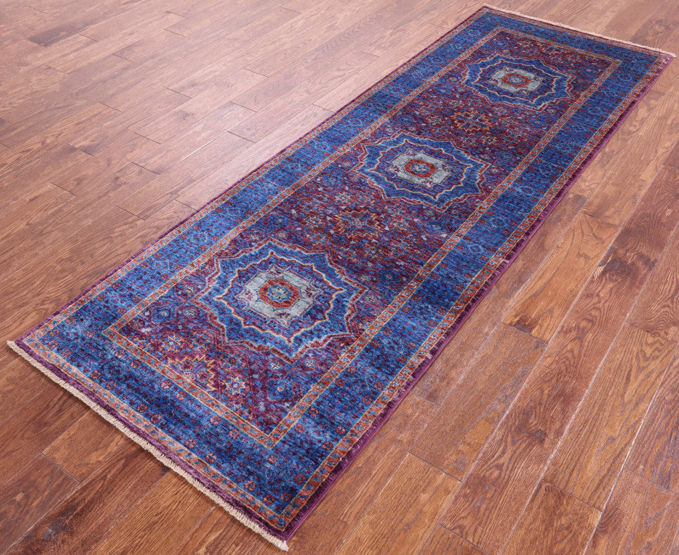 2' 9" X 8' 1" Runner Mamluk Handmade Wool Rug - Q12283