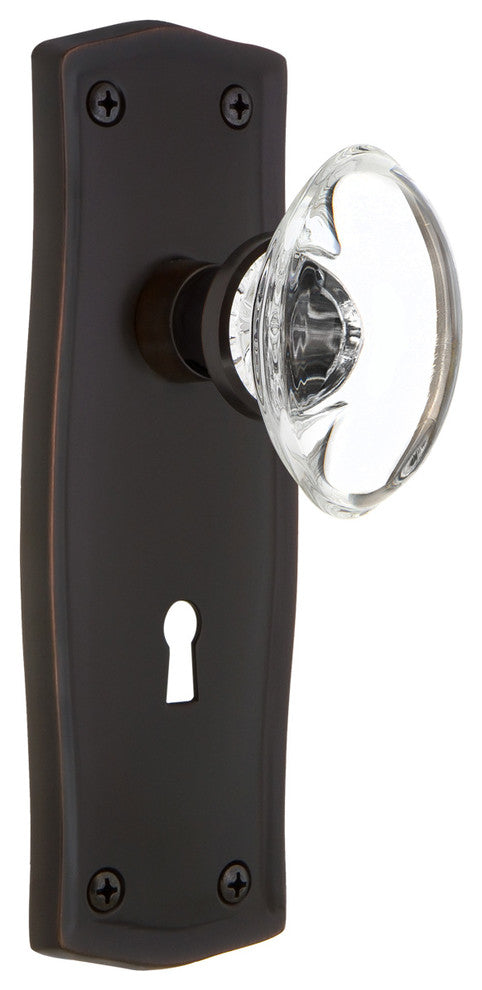 Nostalgic Warehouse Prairie Plate Mortise Oval Clear Crystal Glass Knob