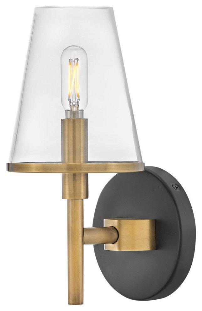 Hinkley Marten 5" Single Light Bath Vanity Fixture, Heritage Brass + Black