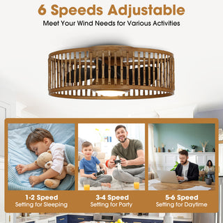 19.5 in Indoor Farmhouse Flush Mount LED Ceiling Fan With Remote Control