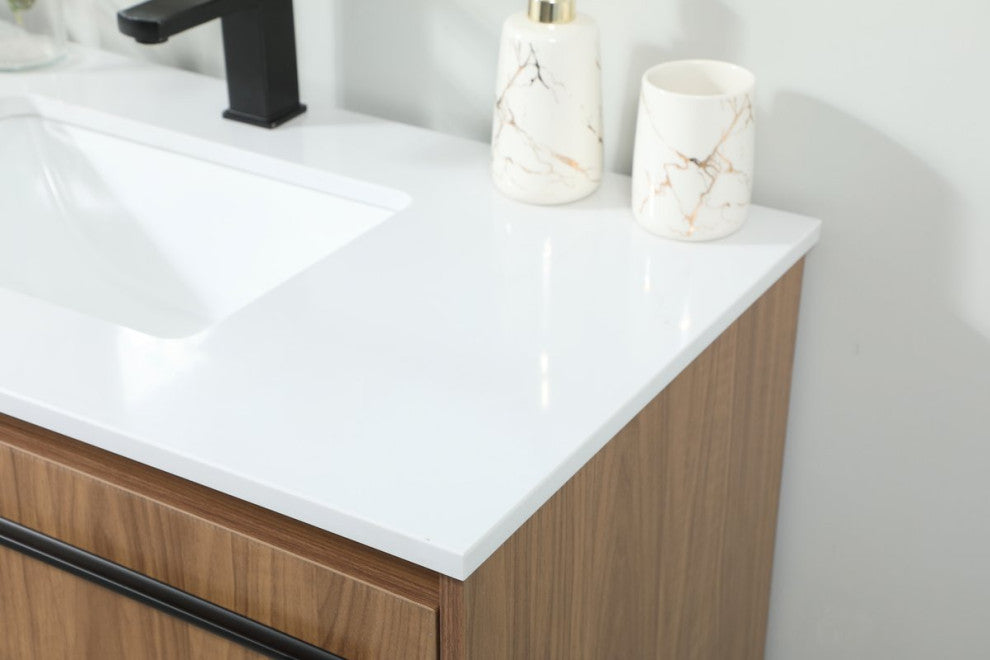 Sue Walnut Brown-Light Bathroom Vanity, Walnut Brown, 36"