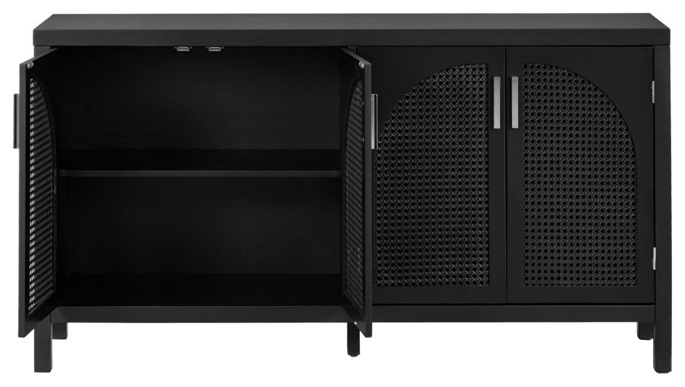 TATEUS 60" Kitchen Sideboard Storage Buffet Cabinet, Black