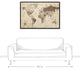 Distressed World Map Walnut Floating Framed Canvas, 20"x30"